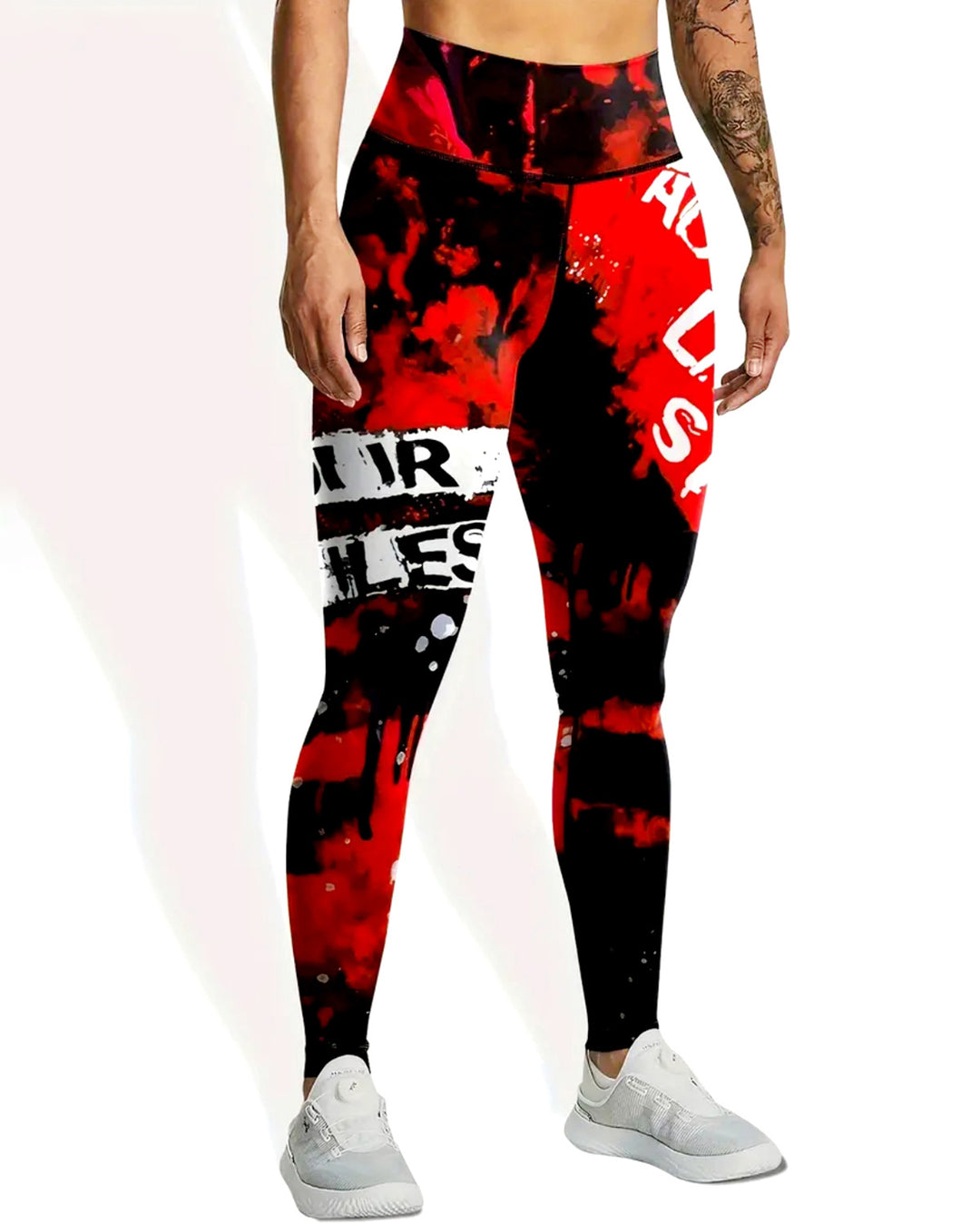 Neon Pulse Leggings - Crimson