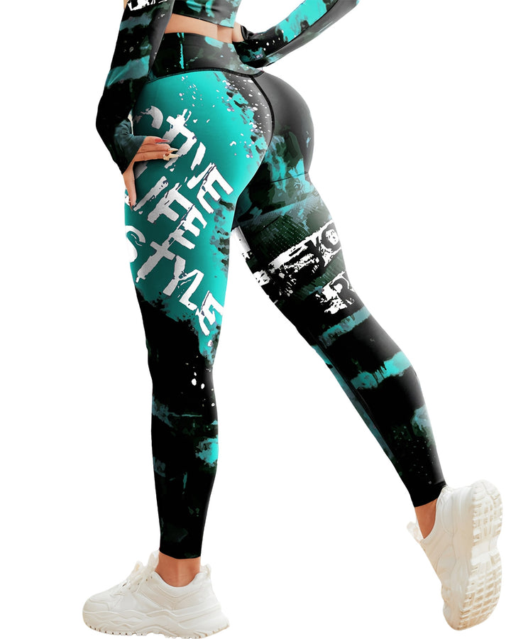 Neon Pulse Leggings - Cyan