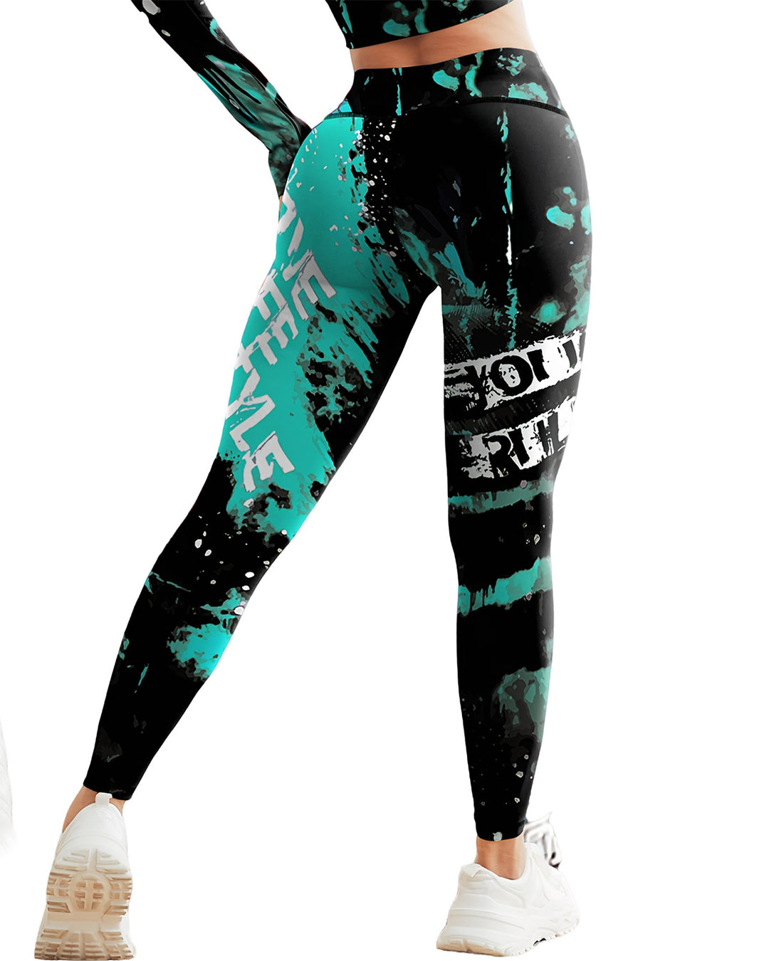 Neon Pulse Leggings - Cyan