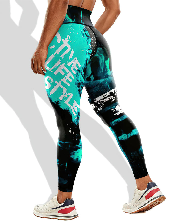 Neon Pulse Leggings - Cyan