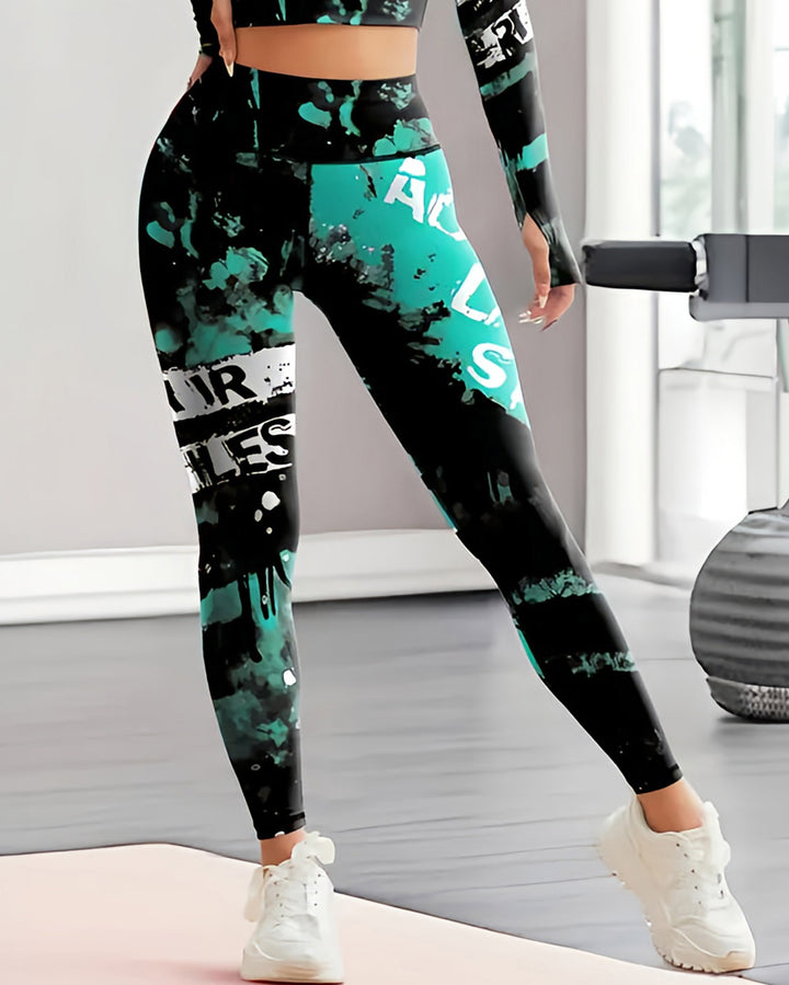 Neon Pulse Leggings - Cyan
