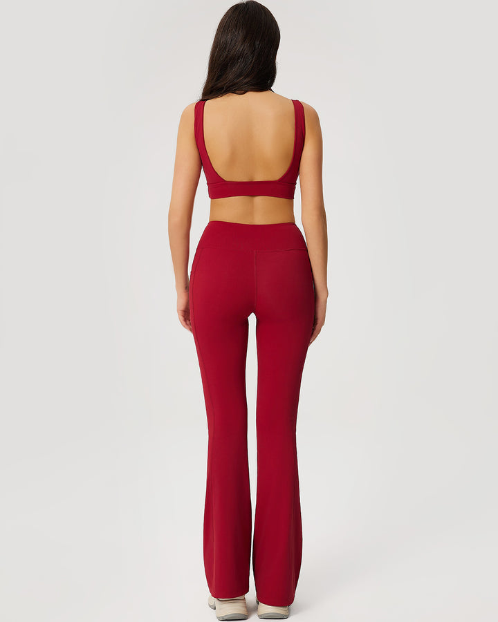 Neriah Flare Leggings - Red