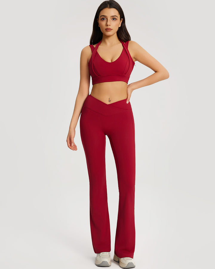 Neriah Flare Leggings - Red