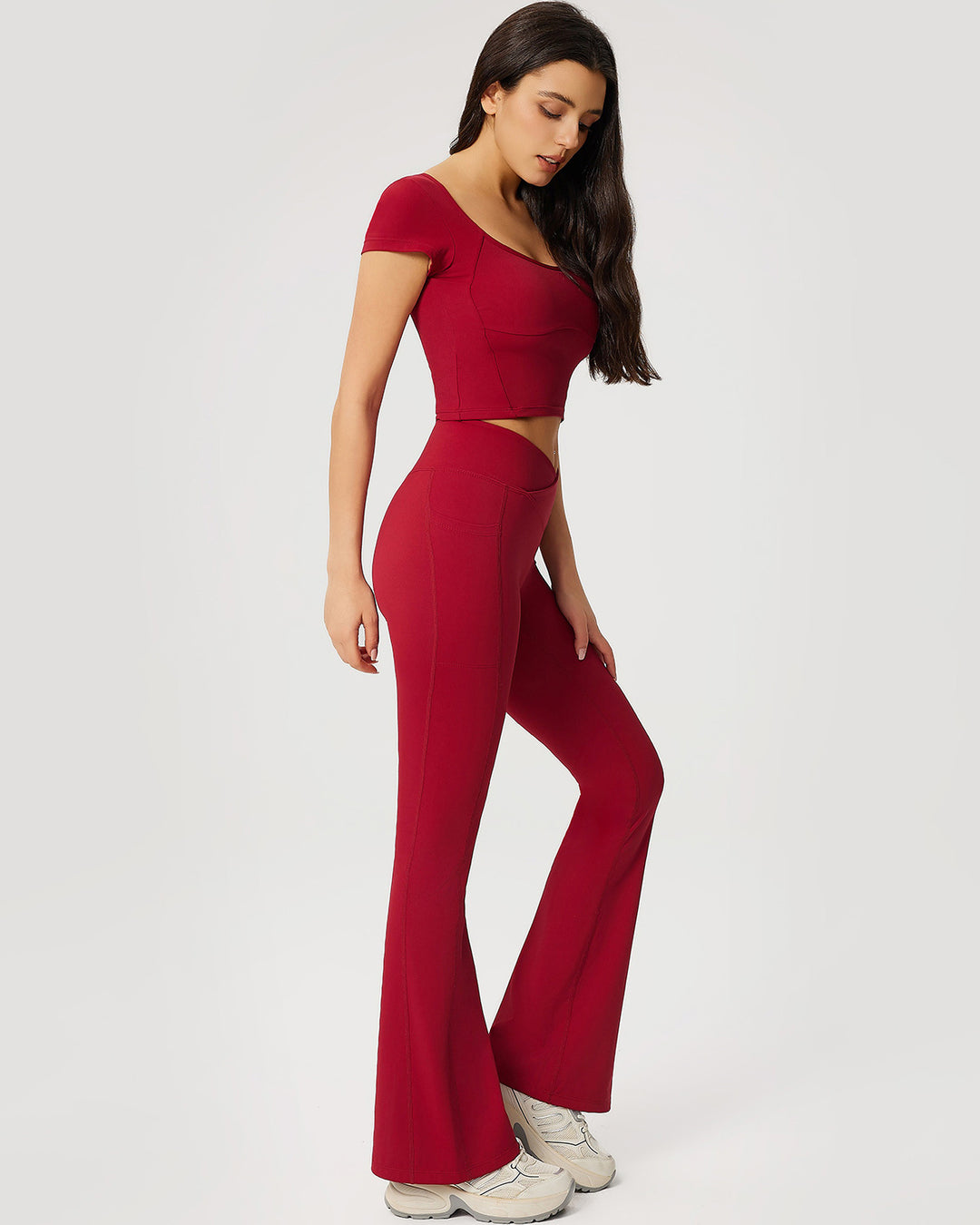 Neriah Flare Leggings - Red