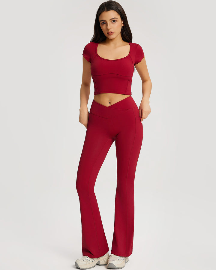Neriah Flare Leggings - Red