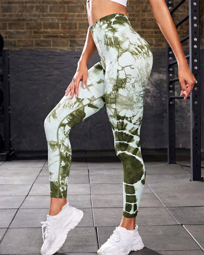 Ophelia Tie-Dye Scrunch Leggings - Green