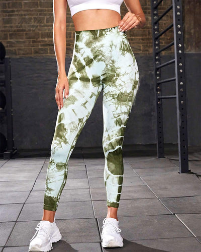 Ophelia Tie-Dye Scrunch Leggings - Green