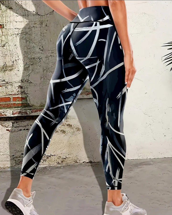 Phantom Strokes Leggings - Midnight Navy
