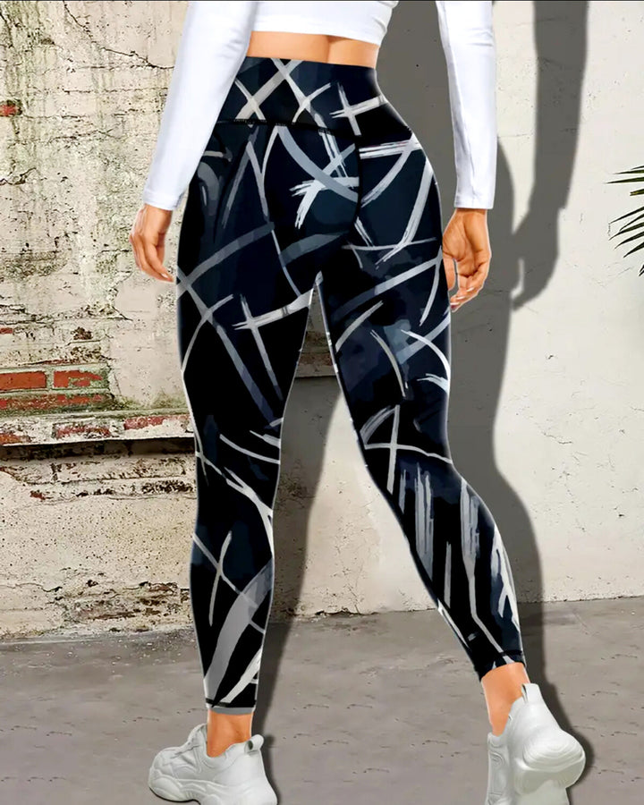 Phantom Strokes Leggings - Midnight Navy