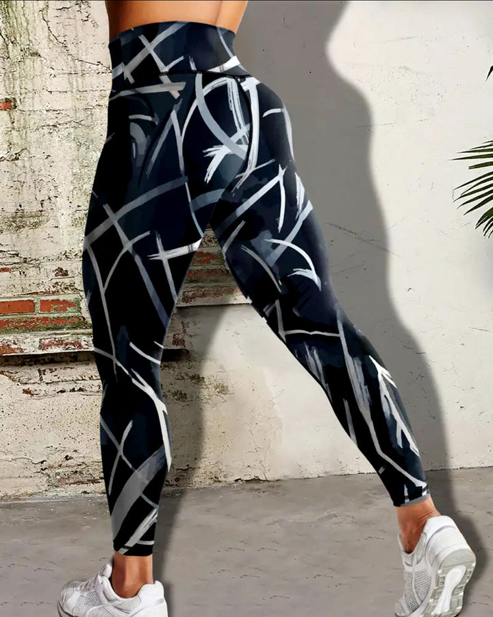 Phantom Strokes Leggings - Midnight Navy