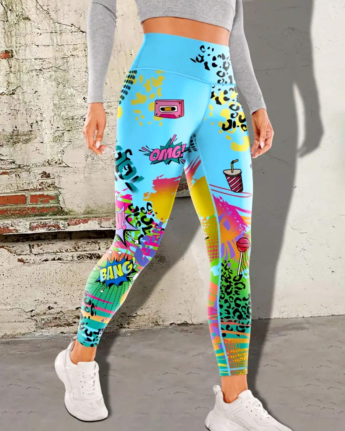 Retro Crush Leggings - Cyan