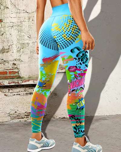 Retro Crush Leggings - Cyan