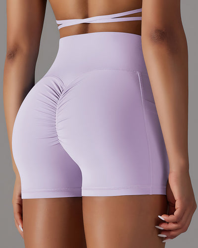 Selene Seamless Pocket Scrunch Shorts - Purple