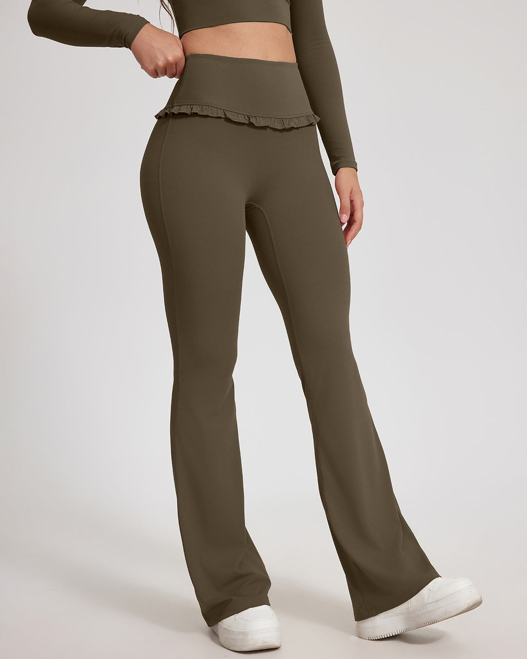Seraphina Flare Leggings - Olive Brown
