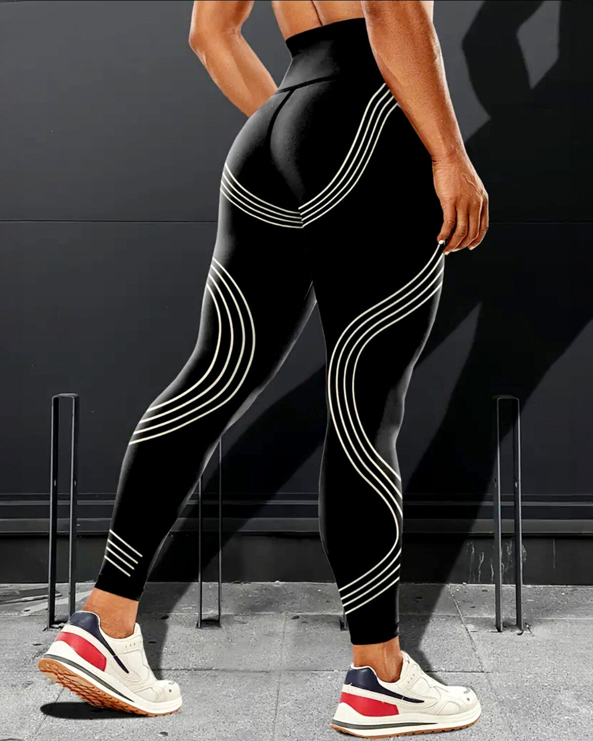 Track Stripe Leggings - White