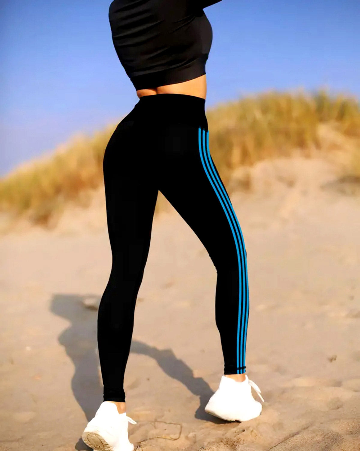 Tri-Stripe Leggings - Black Blue – Amelia Activewear