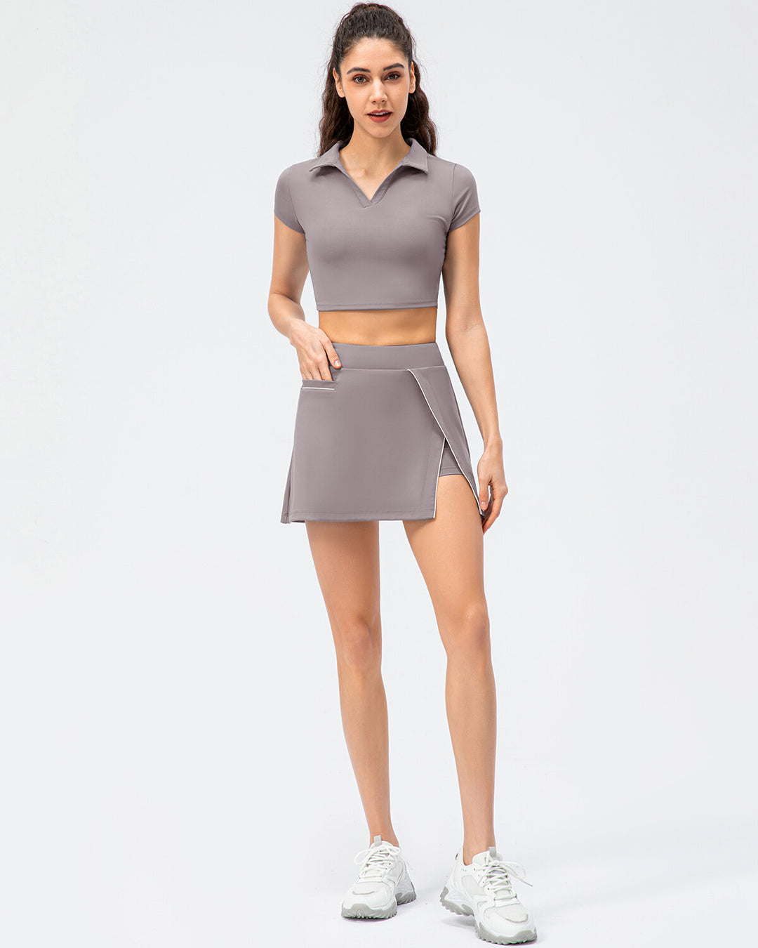 Adalyn Crop Top - Purple Grey