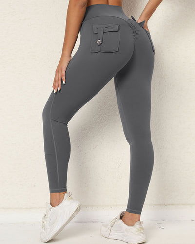 Aubrey Scrunch Pocket Leggings - Dark Grey