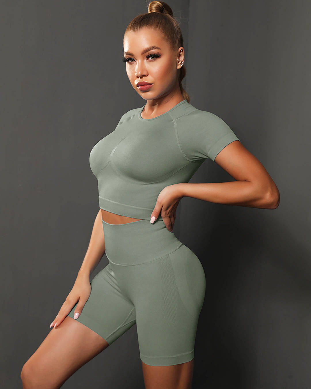 Ella Seamless Shorts - Camo Green