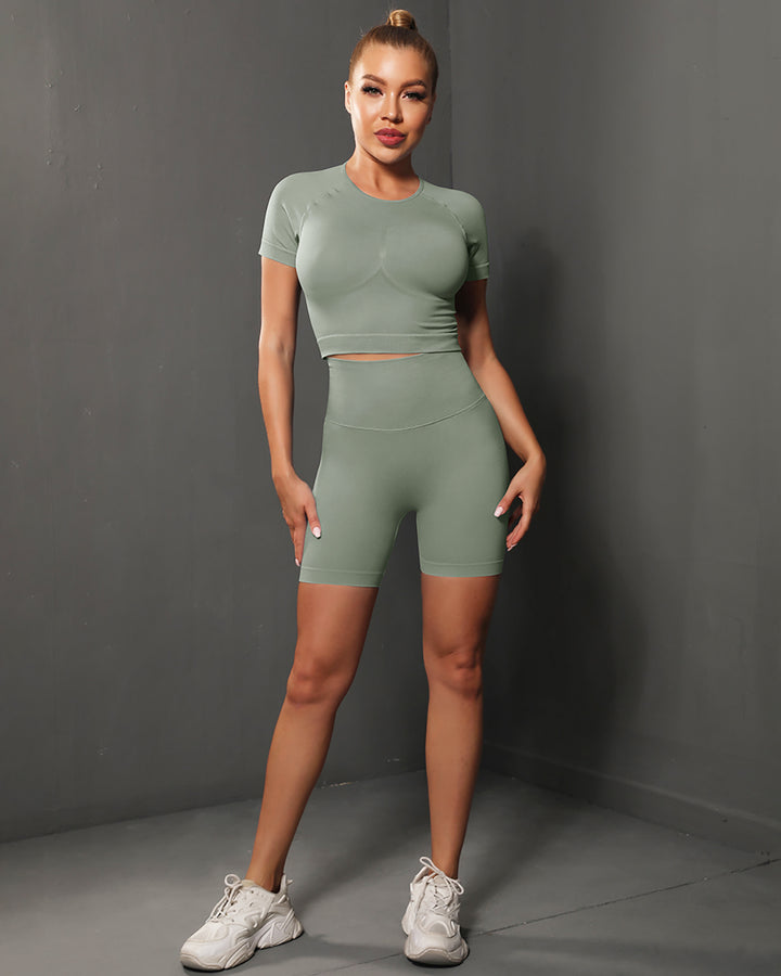 Ella Seamless Shorts - Camo Green