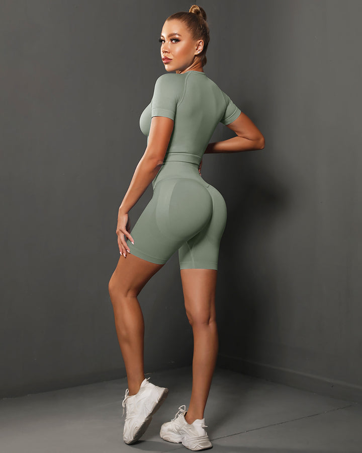 Ella Seamless Shorts - Camo Green