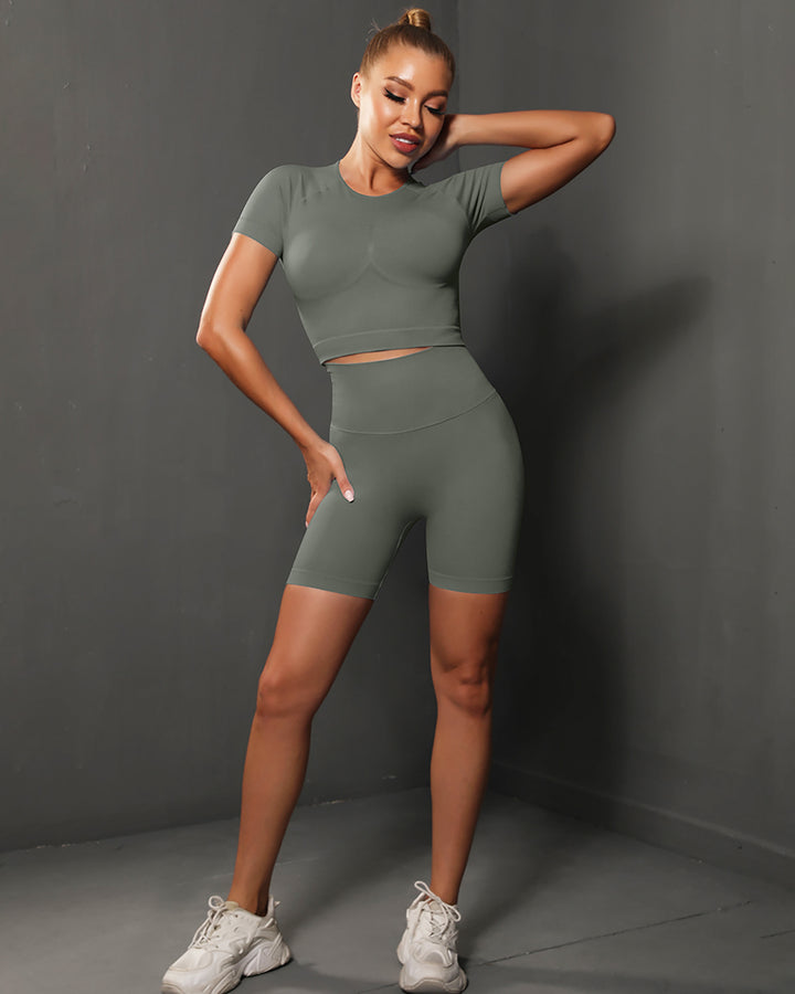 Ella Seamless Shorts - Kelp