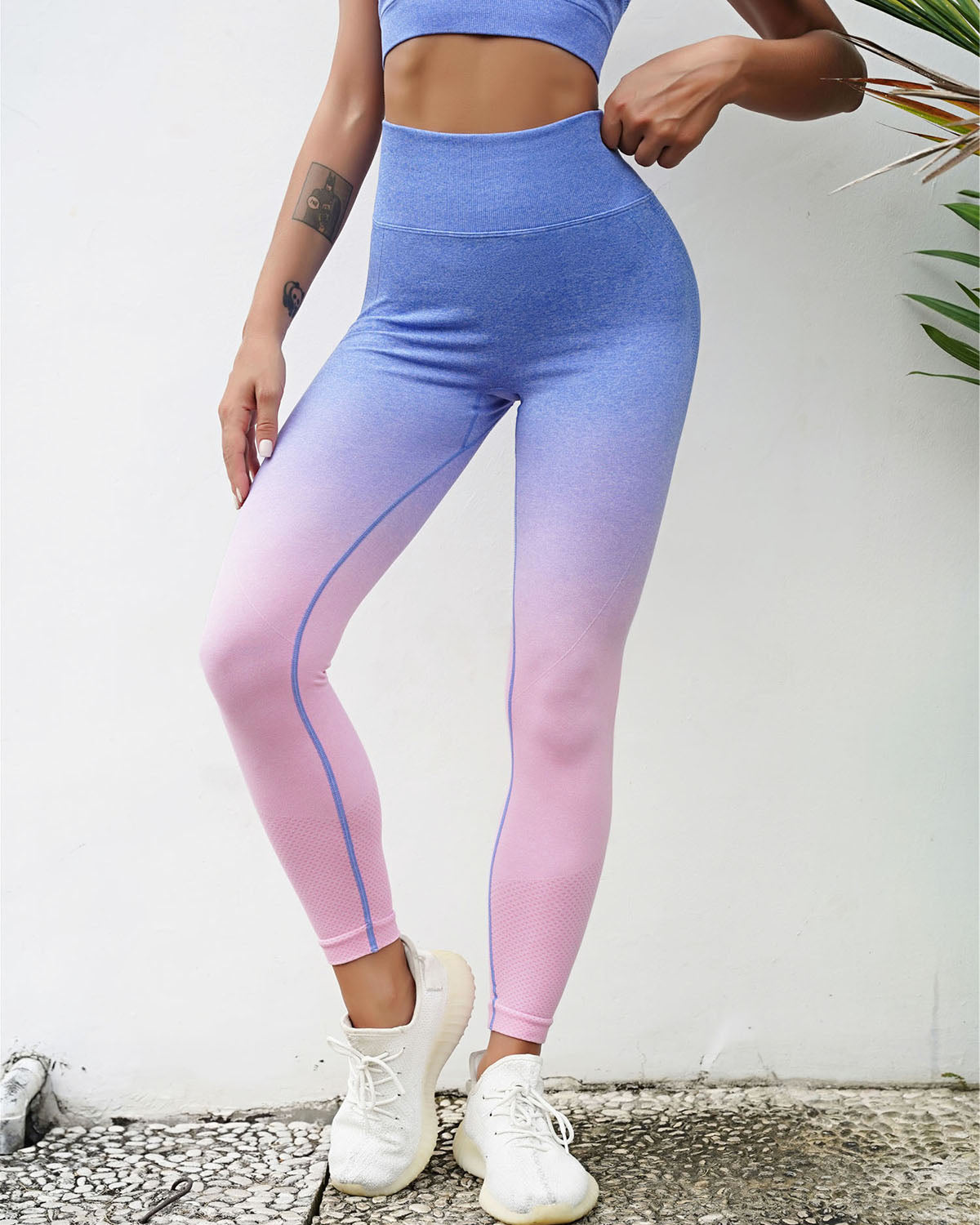 Gianna Seamless Leggings - Blue & Pink – Amelia Activewear