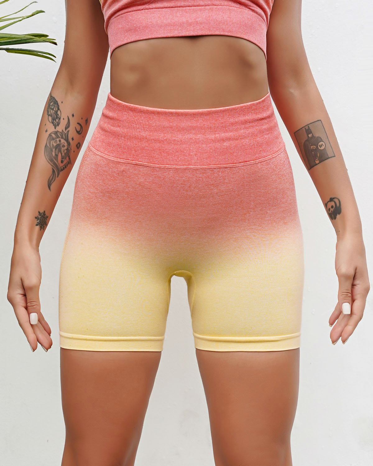 Gianna Seamless Shorts - Pink & Yellow