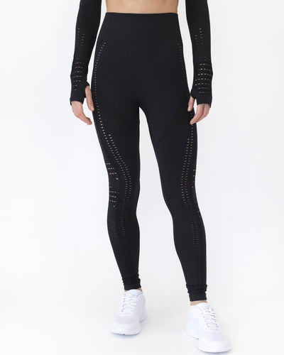 Gracey Hollow Out Seamless Leggings - Black