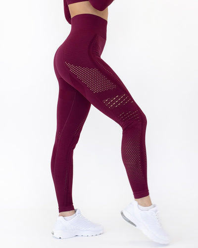 Gracey Hollow Out Seamless Leggings - Red