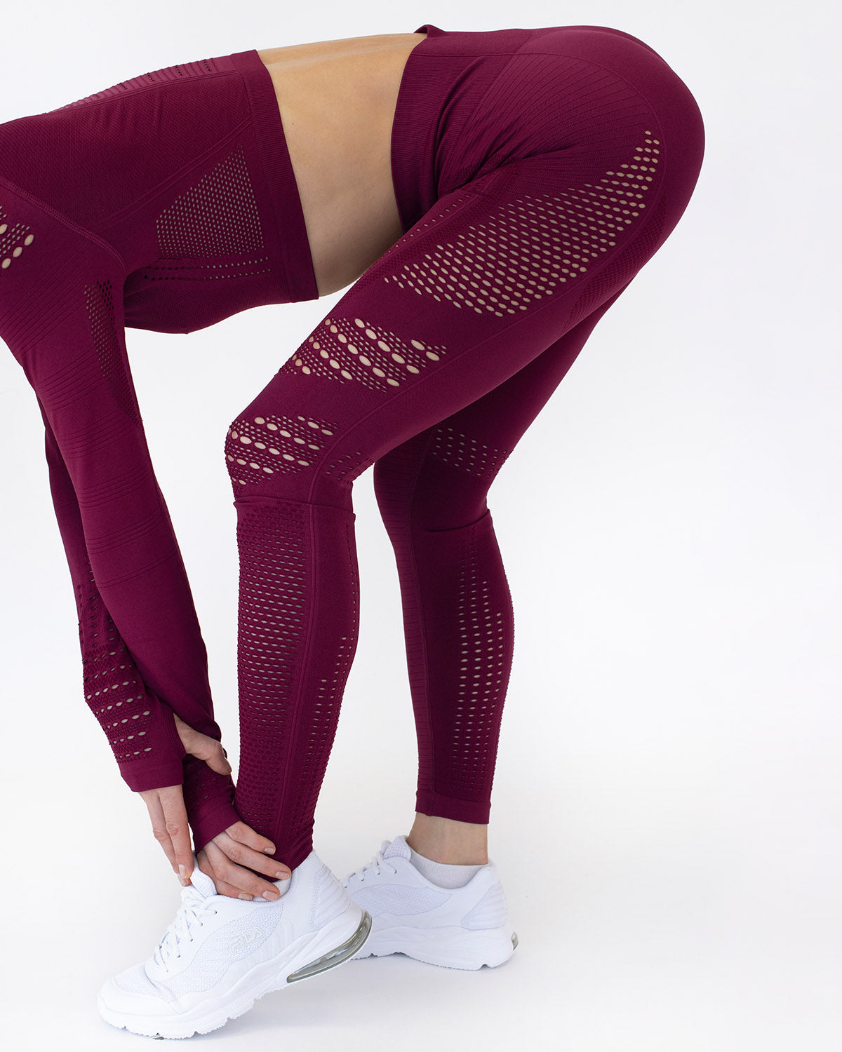 Gracey Hollow Out Seamless Leggings - Red