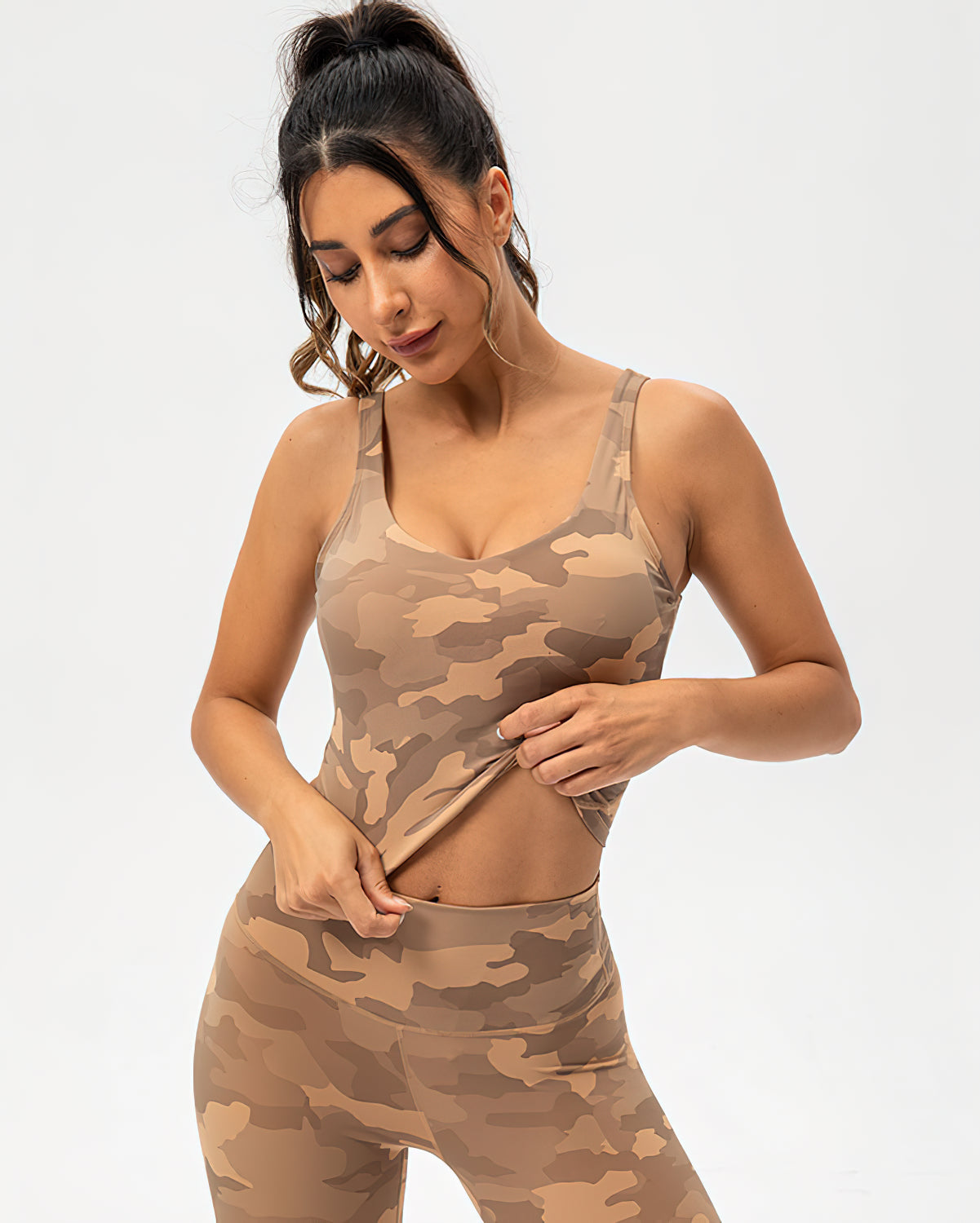 Harper Camo Sports Bra - Teak