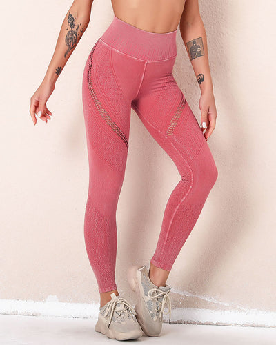 Sofia Hollow Out Leggings - Pink
