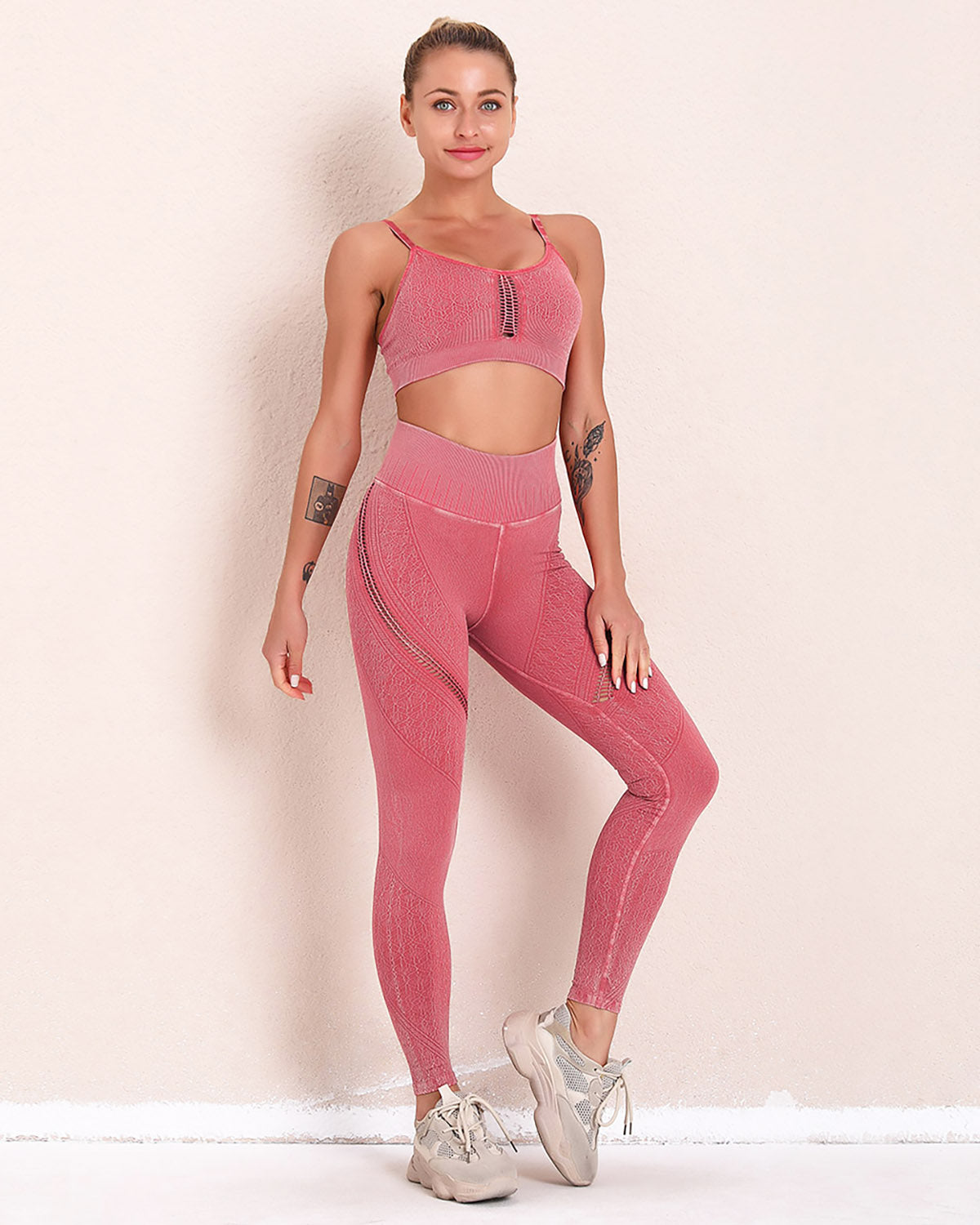 Sofia Hollow Out Leggings - Pink