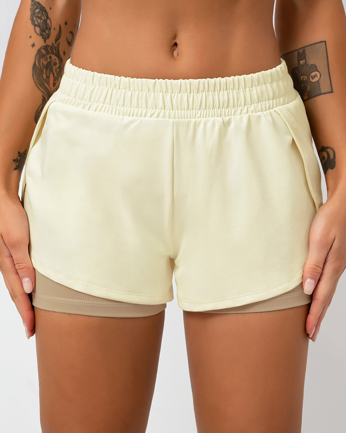 Bailey Double Layer Shorts - Beige