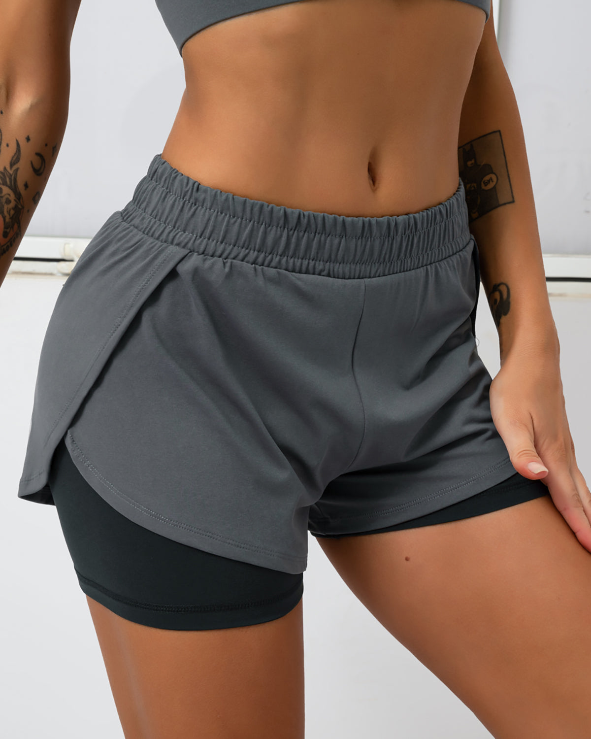 Bailey Double Layer Shorts - Grey