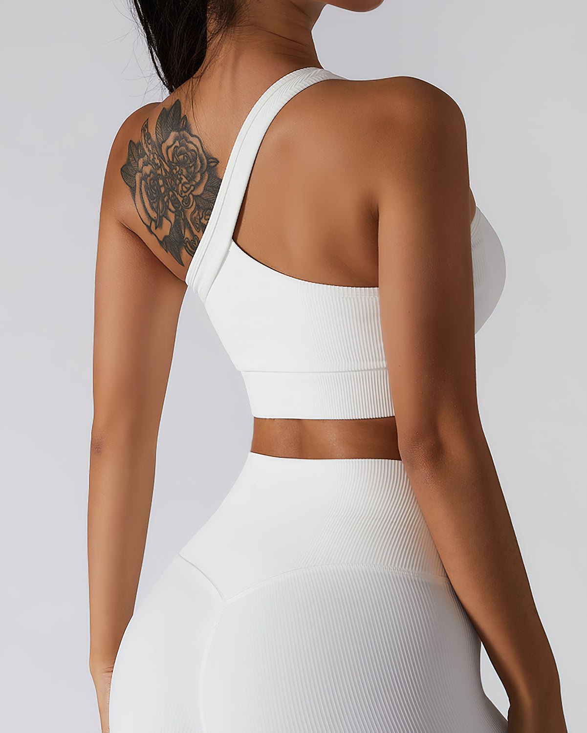 Eryn One-Shoulder Sports Bra - White – Amelia Activewear
