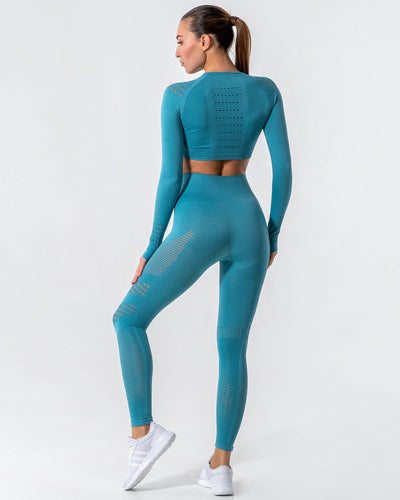 Gracey Hollow Out Seamless Leggings - Blue