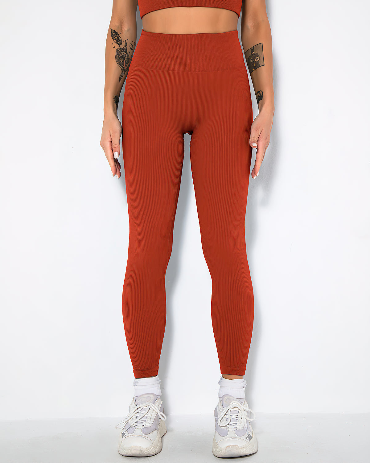 Nieve Ribbed Seamless Leggings - Dark Red