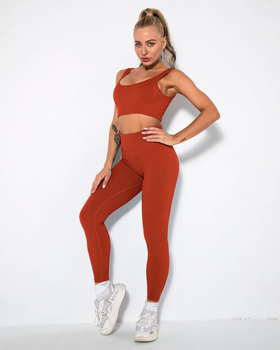 Nieve Ribbed Seamless Leggings - Dark Red