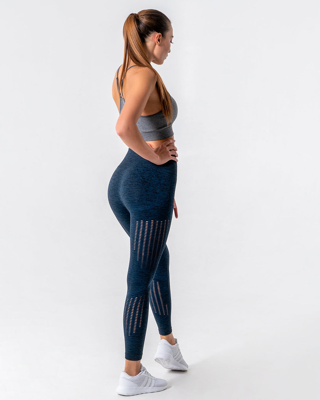 Nina Luxe Hollow Leggings - Blue