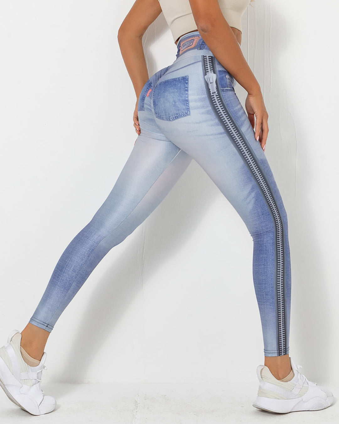 Normani Faux Denim Scrunch Leggings - Hot Pants