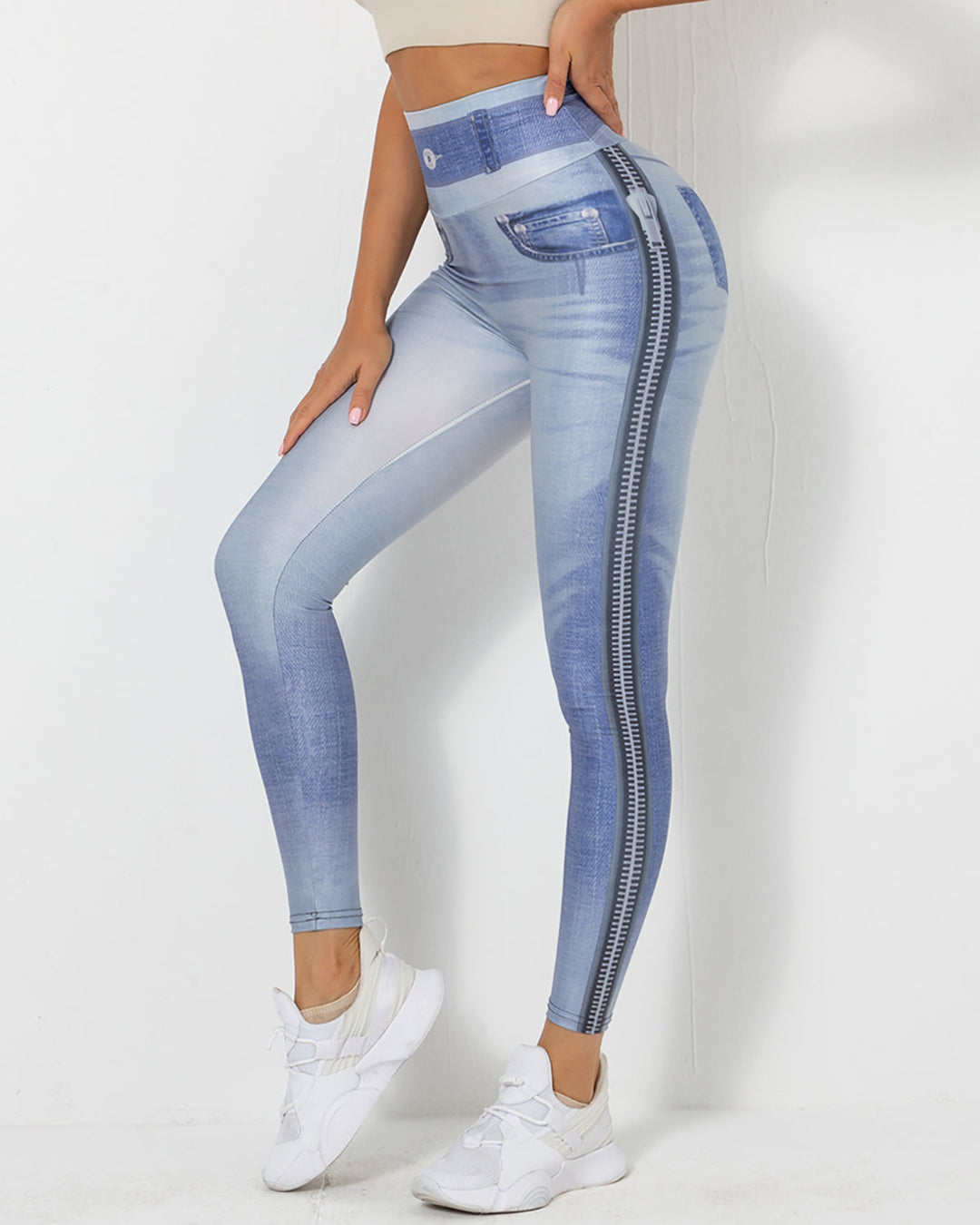 Normani Faux Denim Scrunch Leggings - Hot Pants