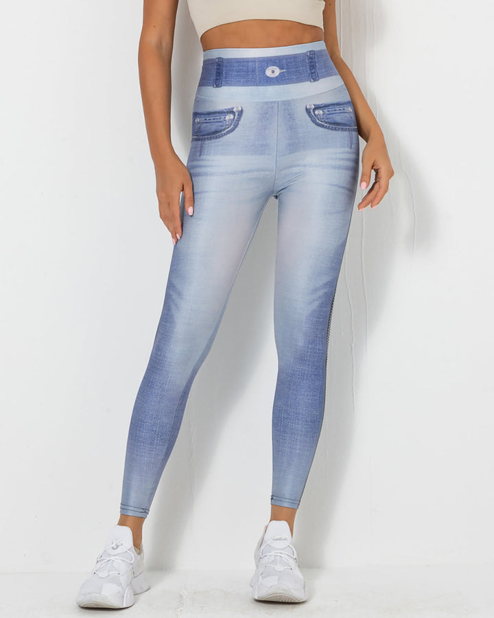 Normani Faux Denim Scrunch Leggings - Hot Pants