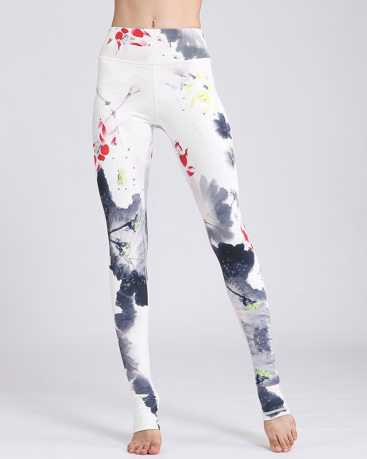 Plum Blossom Watercolor Leggings