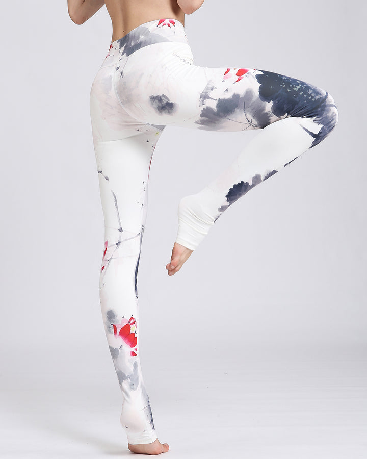 Plum Blossom Watercolor Leggings