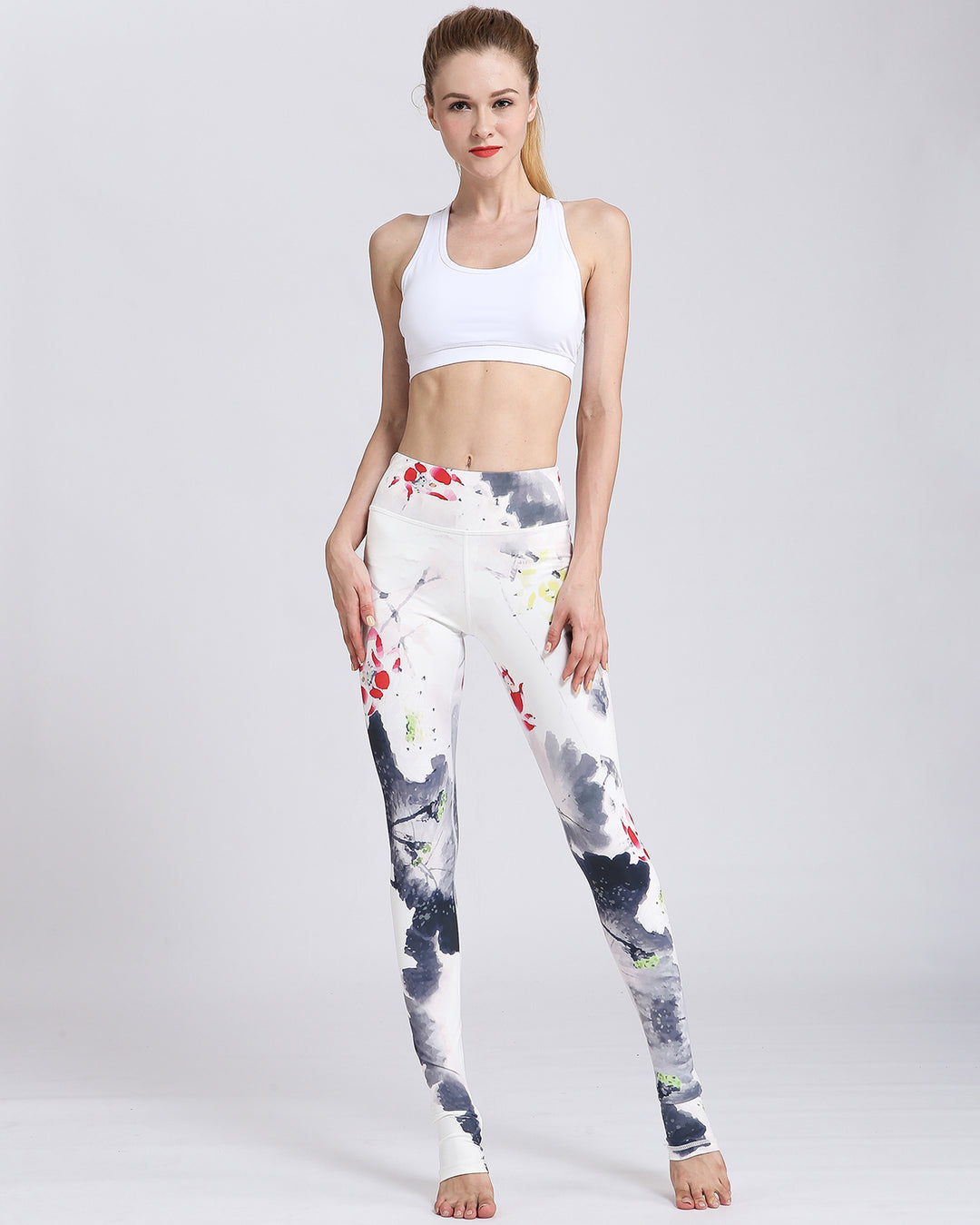 Plum Blossom Watercolor Leggings