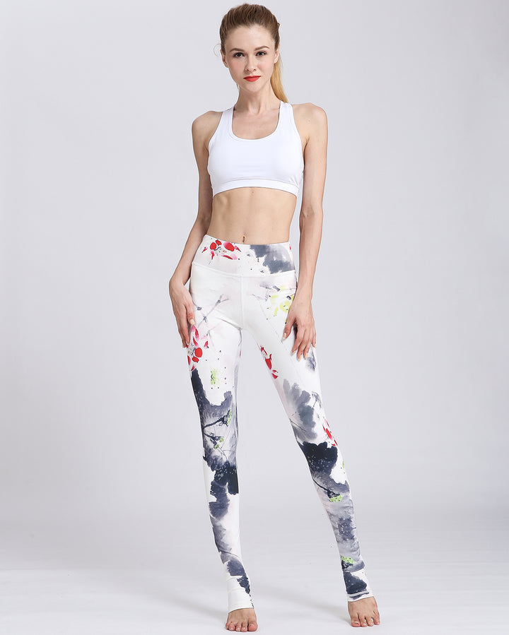 Plum Blossom Watercolor Leggings
