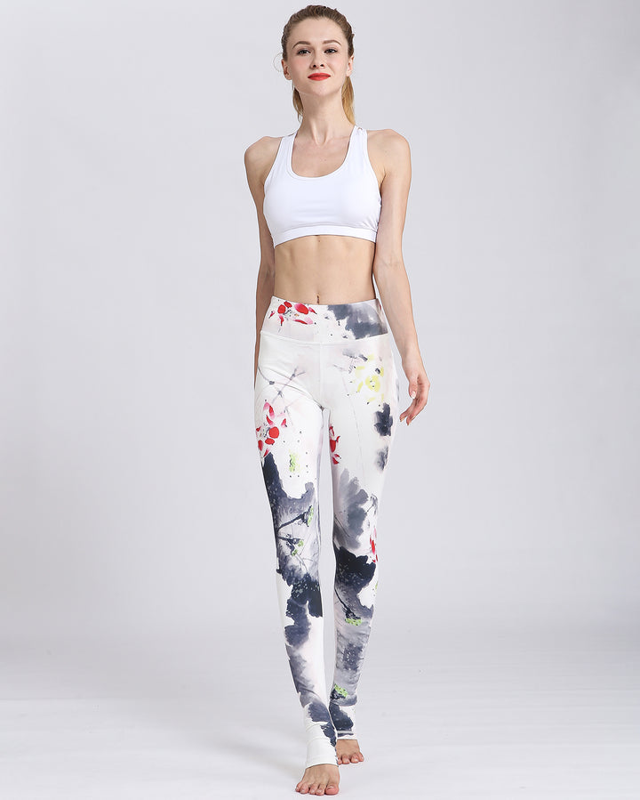 Plum Blossom Watercolor Leggings